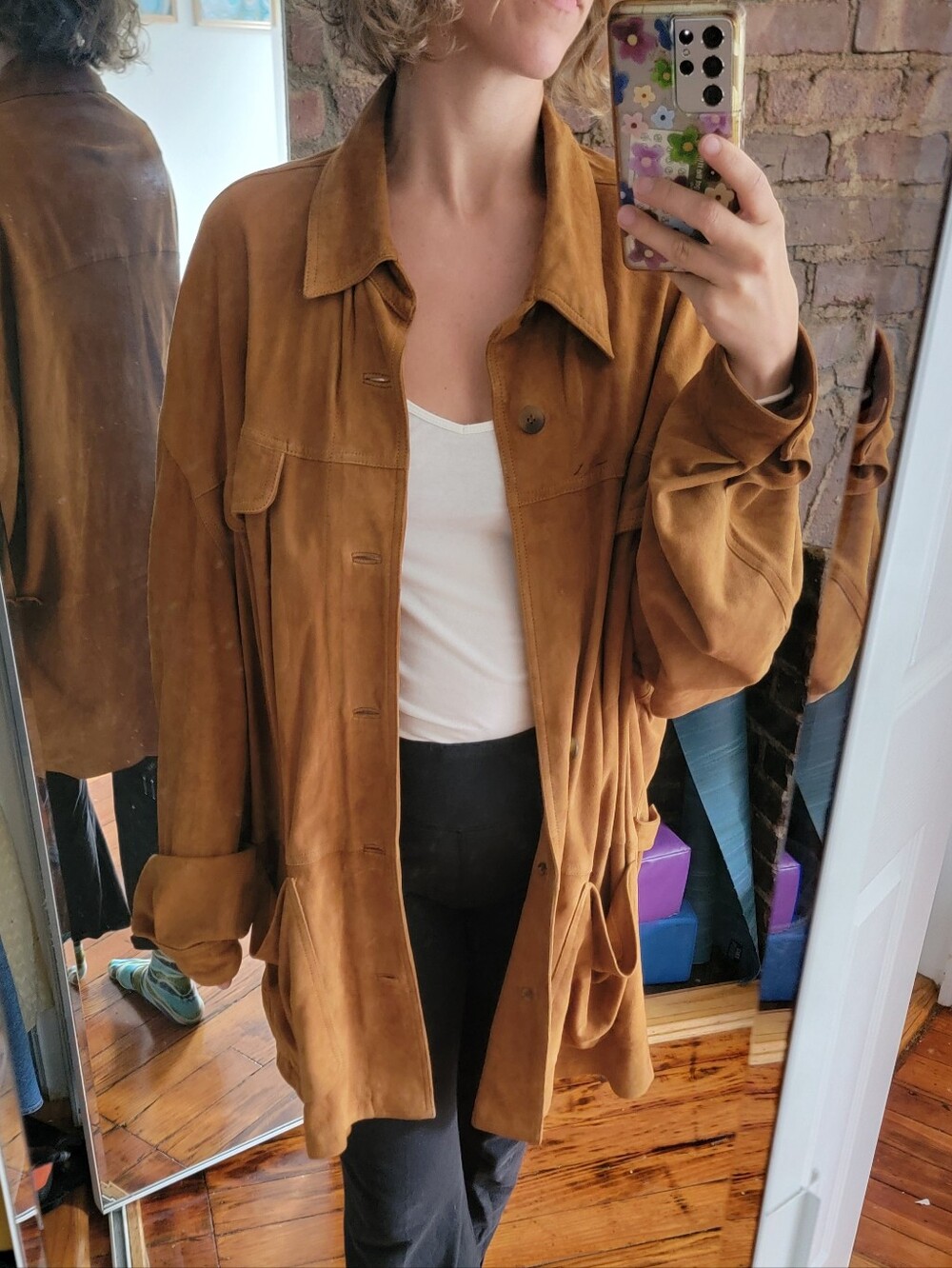 Oversized Vintage Suede Shirt Jacket